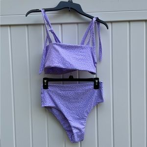 BRAND NEW!!! Shein size medium bikini, lavender with white dots!